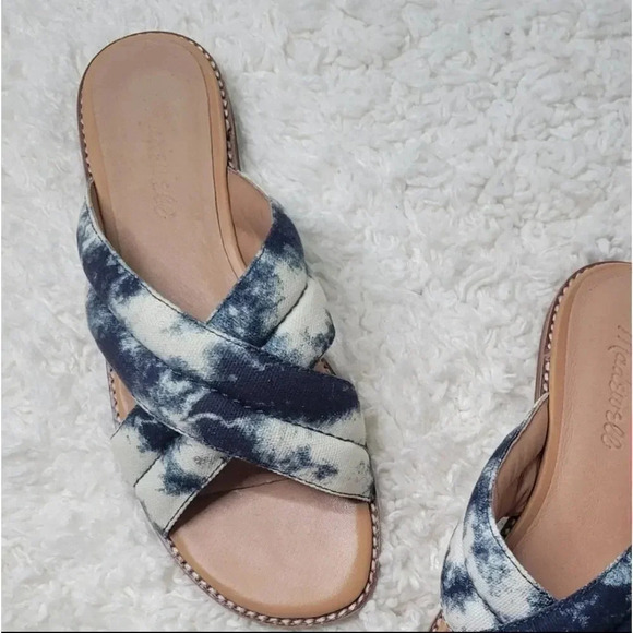 Madewell The Skyler‎ Slide Sandal in Tie-Dye Blue White Size 7 - Picture 2 of 8
